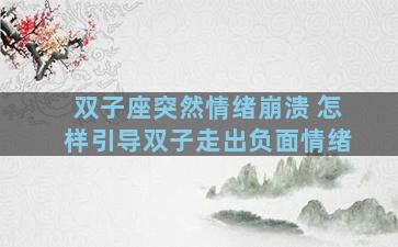 双子座突然情绪崩溃 怎样引导双子走出负面情绪